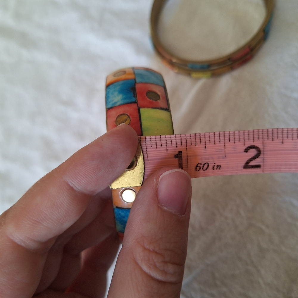 Retro Brass And Shell Bangles - image 3